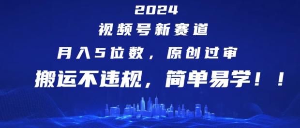 2024视频号新赛道，月入5位数+，原创过审，搬运不违规，简单易学【揭秘】-指尖网