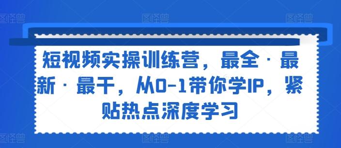 短视频实操训练营，最全·最新·最干，从0-1带你学IP，紧贴热点深度学习-指尖网