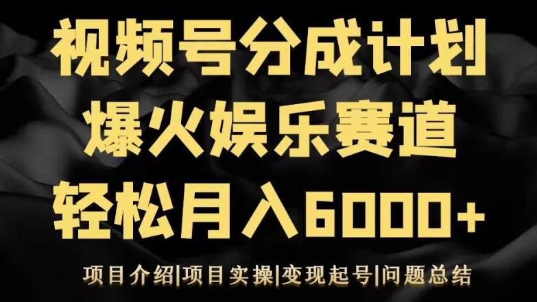 视频号创作分成计划之娱乐赛道轻松日入500+-指尖网