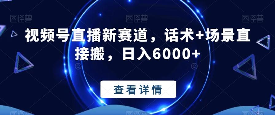 视频号直播新赛道，话术+场景直接搬，日入6000+-指尖网