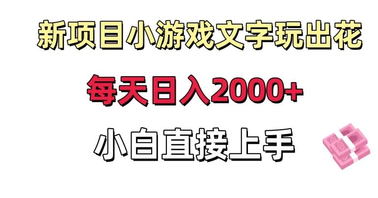 新项目小游戏文字玩出花日入2000+，每天只需一小时，小白直接上手【揭秘】-指尖网