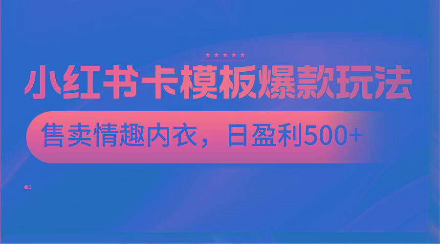 小红书卡模板爆款玩法，售卖情趣内衣，日盈利500+-指尖网