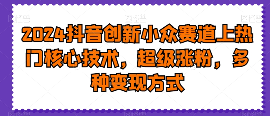 2024抖音创新小众赛道上热门核心技术，超级涨粉，多种变现方式【揭秘】-指尖网