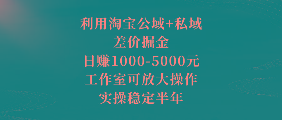 利用淘宝公域+私域差价掘金，日赚1000-5000元，工作室可放大操作，实操...-指尖网