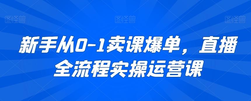 新手从0-1卖课爆单，直播全流程实操运营课-指尖网