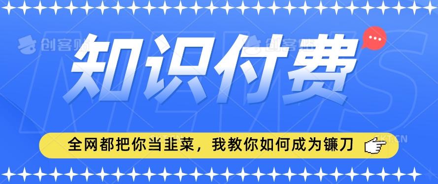 2024最新知识付费项目，小白也能轻松入局，全网都在教你做项目，我教你做镰刀【揭秘】-指尖网