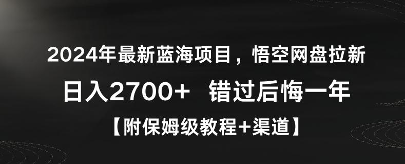 2024年最新蓝海项目，悟空网盘拉新，日入2700+错过后悔一年【附保姆级教程+渠道】【揭秘】-指尖网