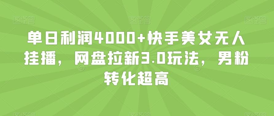 单日利润4000+快手美女无人挂播，网盘拉新3.0玩法，男粉转化超高【揭秘】-指尖网