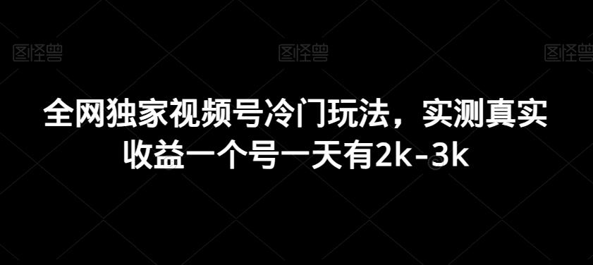 全网独家视频号冷门玩法，实测真实收益一个号一天有2k-3k-指尖网