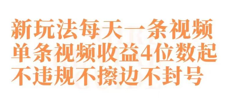 快手新玩法每天一条视频单条视频收益4位数起不违规不擦边不封号【揭秘】-指尖网