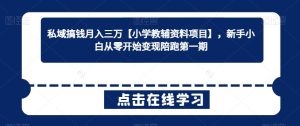 私域搞钱月入三万【小学教辅资料项目】，新手小白从零开始变现陪跑第一期-指尖网