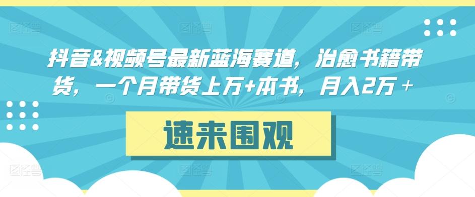 抖音&视频号最新蓝海赛道，治愈书籍带货，一个月带货上万+本书，月入2万＋【揭秘】-指尖网