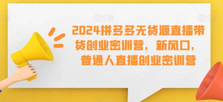 2024拼多多无货源直播带货创业密训营，新风口，普通人直播创业密训营-指尖网