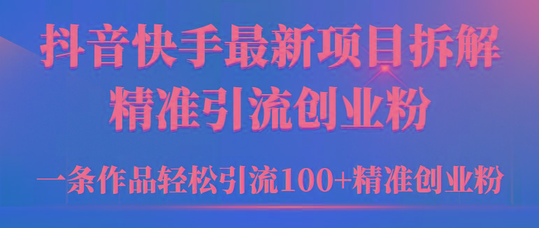 (9447期)2024年抖音快手最新项目拆解视频引流创业粉，一天轻松引流精准创业粉100+-指尖网