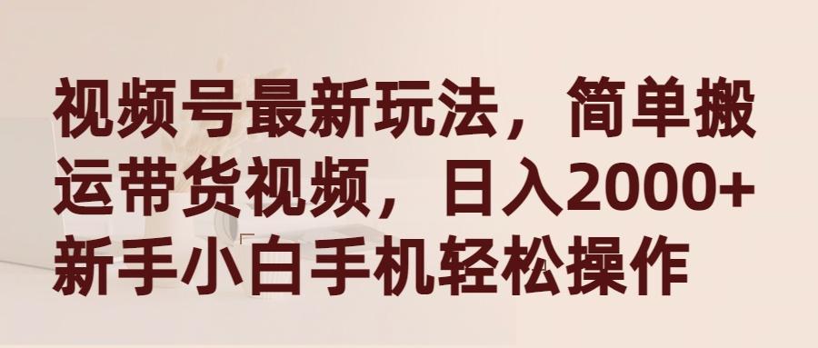 (9486期)视频号最新玩法，简单搬运带货视频，日入2000+，新手小白手机轻松操作-指尖网