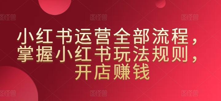 小红书运营全部流程，掌握小红书玩法规则，开店赚钱-指尖网