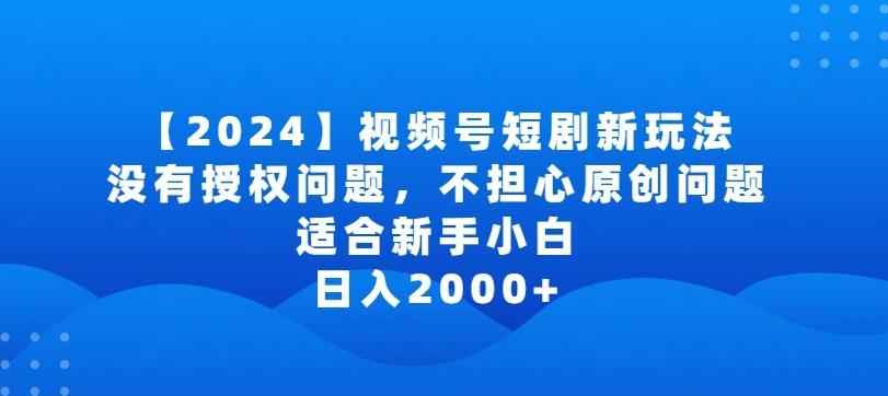 2024视频号短剧玩法，没有授权问题，不担心原创问题，适合新手小白，日入2000+【揭秘】-指尖网