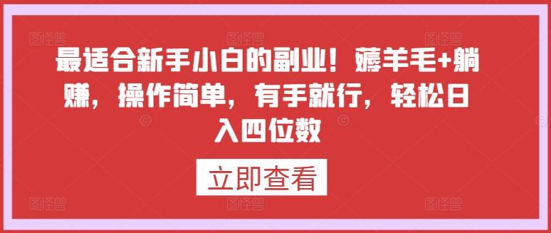 最适合新手小白的副业！薅羊毛+躺赚，操作简单，有手就行，轻松日入四位数【揭秘】-指尖网