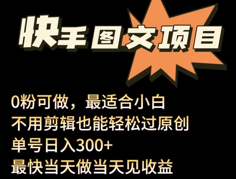 24年最新快手图文带货项目，零粉可做，不用剪辑轻松过原创单号轻松日入300+【揭秘】-指尖网