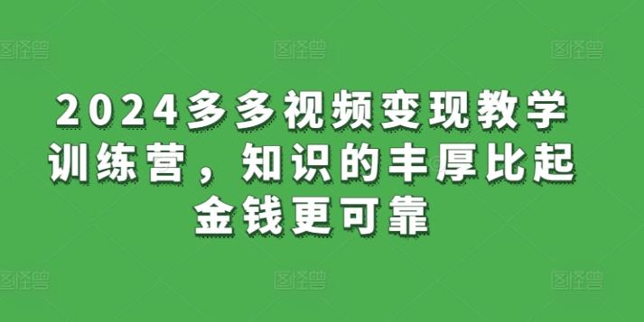 2024多多视频变现教学训练营，知识的丰厚比起金钱更可靠-指尖网