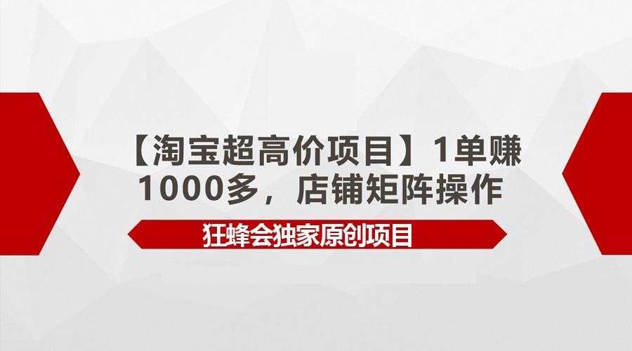 【淘宝超高价项目】1单赚1000多，店铺矩阵操作-指尖网