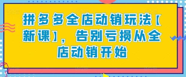 拼多多全店动销玩法【新课】，告别亏损从全店动销开始-指尖网