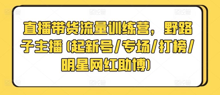 直播带货流量训练营，野路子主播(起新号/专场/打榜/明星网红助博)-指尖网