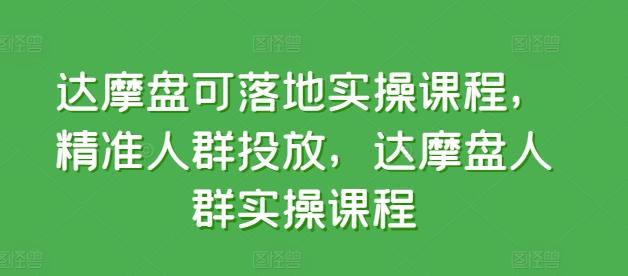 达摩盘可落地实操课程，精准人群投放，达摩盘人群实操课程-指尖网