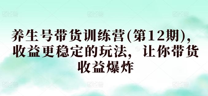 养生号带货训练营(第12期)，收益更稳定的玩法，让你带货收益爆炸-指尖网