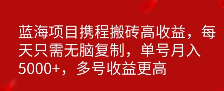 携程搬砖项目，只需每天无脑复制，月入5000+-指尖网