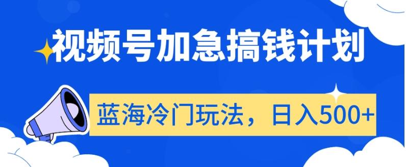 视频号加急搞钱计划，蓝海冷门玩法，日入500+【揭秘】-指尖网