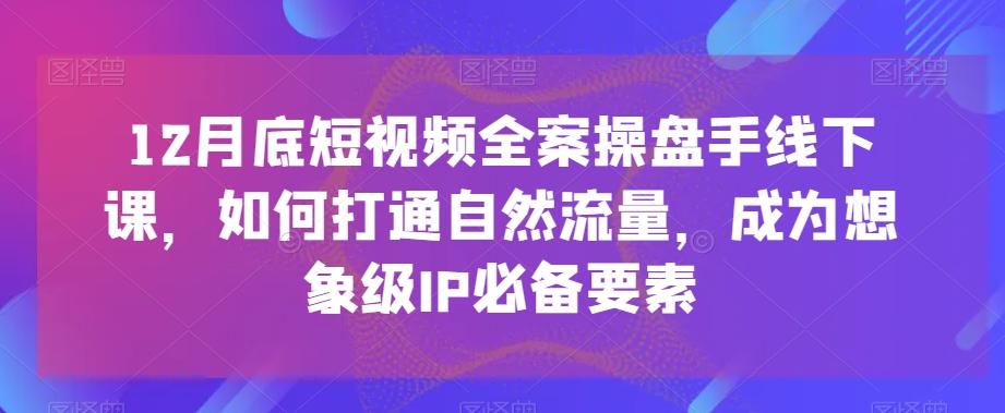 12月底短视频全案操盘手线下课，如何打通自然流量，成为想象级IP必备要素-指尖网