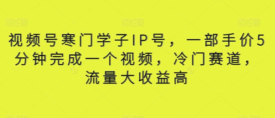 视频号寒门学子IP号，一部手价5分钟完成一个视频，冷门赛道，流量大收益高【揭秘】-指尖网