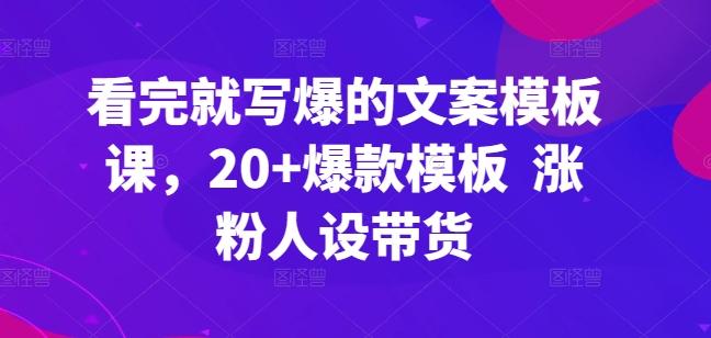 看完就写爆的文案模板课，20+爆款模板  涨粉人设带货-指尖网