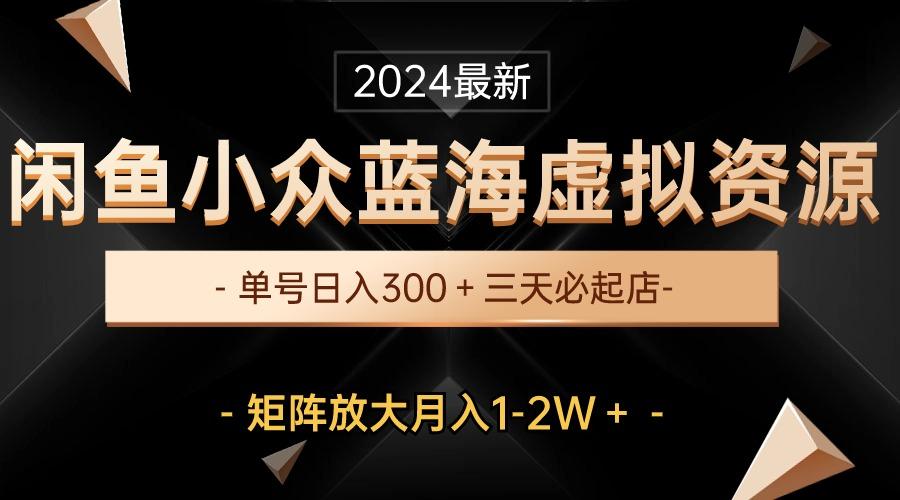 最新闲鱼小众蓝海虚拟资源，单号日入300＋，三天必起店，矩阵放大月入1-2W-指尖网