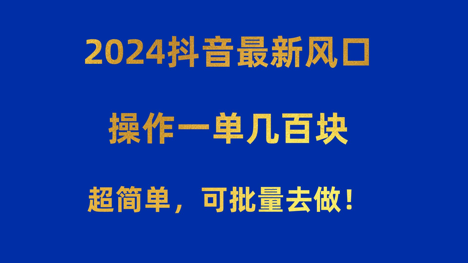 2024抖音最新风口！操作一单几百块！超简单，可批量去做！！！-指尖网