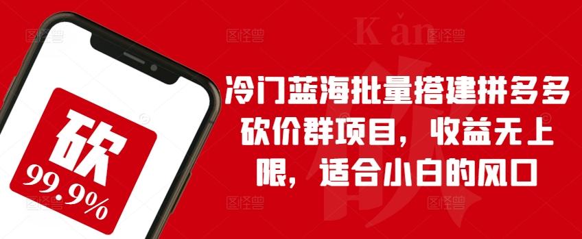 冷门蓝海批量搭建拼多多砍价群项目，收益无上限，适合小白的风口【揭秘】-指尖网