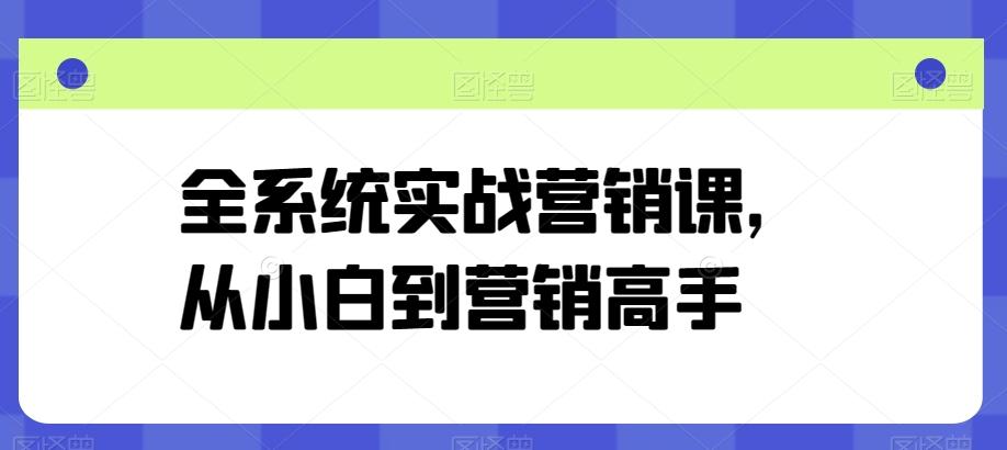 全系统实战营销课，从小白到营销高手-指尖网