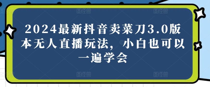 2024最新抖音卖菜刀3.0版本无人直播玩法，小白也可以一遍学会【揭秘】-指尖网