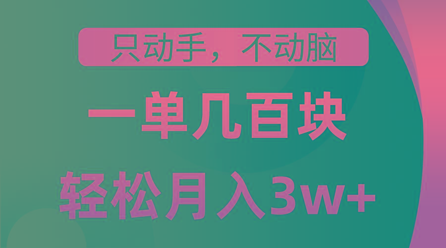 只动手不动脑，一单几百块，轻松月入3w+，看完就能直接操作，详细教程-指尖网