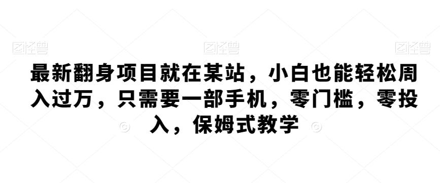 最新翻身项目就在某站，小白也能轻松周入过万，只需要一部手机，零门槛，零投入，保姆式教学-指尖网