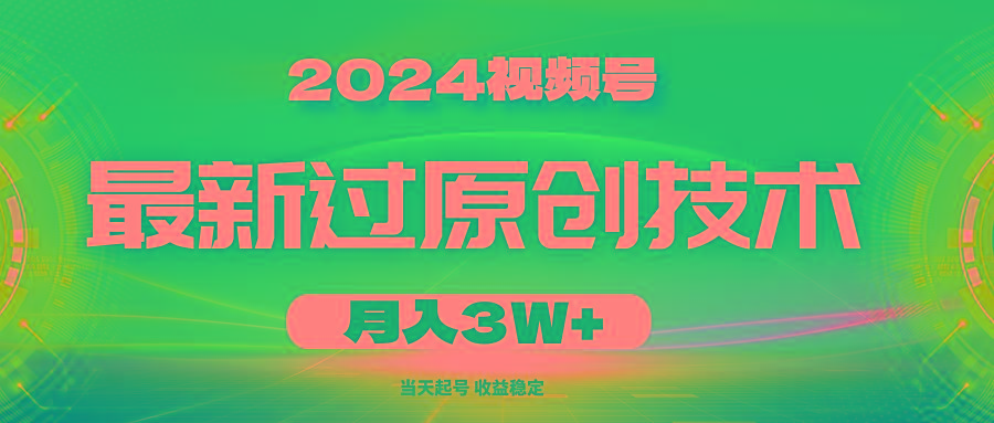 2024视频号最新过原创技术，当天起号，收益稳定，月入3W+-指尖网