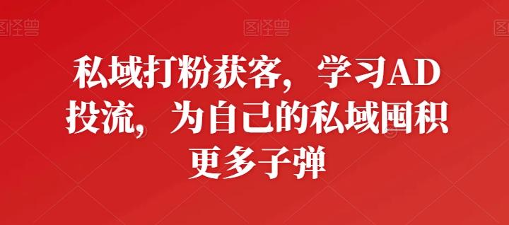 私域打粉获客，学习AD投流，为自己的私域囤积更多子弹-指尖网