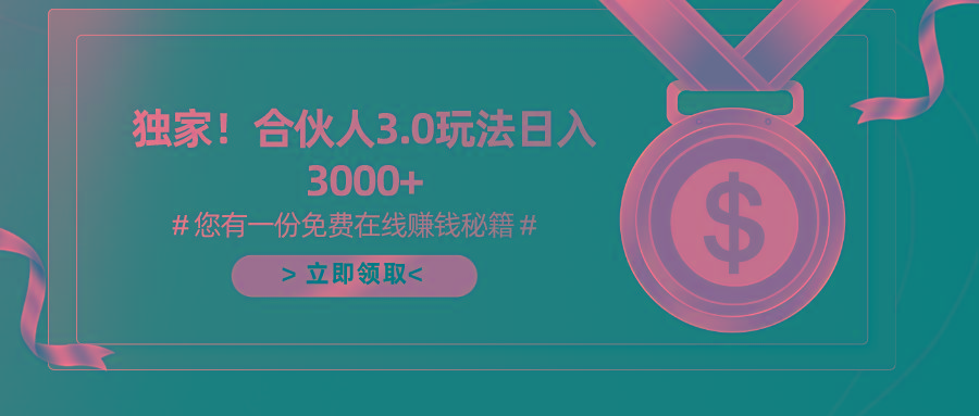 游戏合伙人3.0，日入3000+，无限扩大的蓝海项目-指尖网