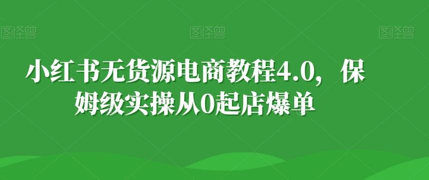 小红书无货源电商教程4.0，保姆级实操从0起店爆单【拆解】-指尖网