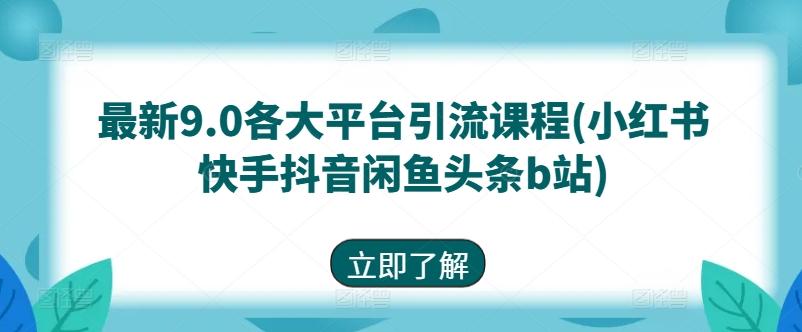 最新9.0各大平台引流课程(小红书快手抖音闲鱼头条b站)-指尖网