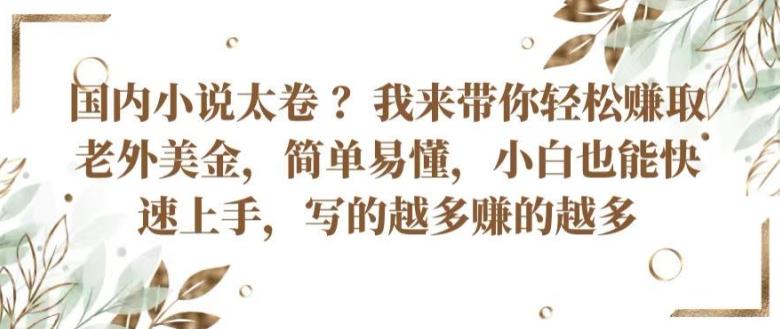 国内小说太卷 ?带你轻松赚取老外美金，简单易懂，小白也能快速上手，写的越多赚的越多【揭秘】-指尖网