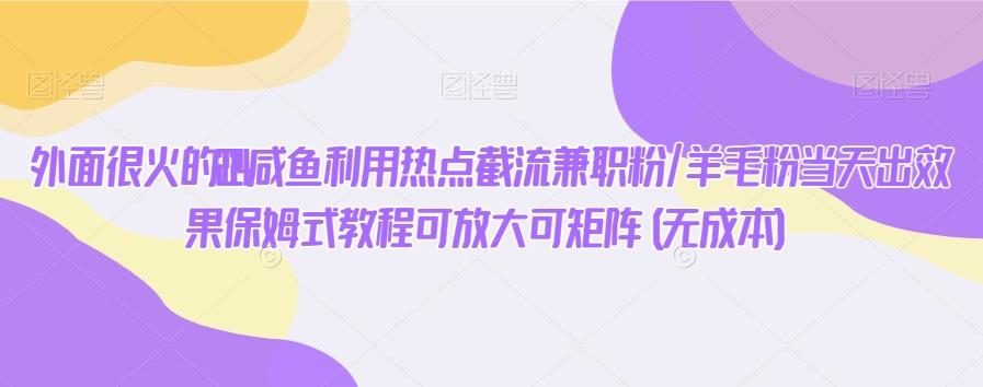 外面很火的2024咸鱼利用热点截流兼职粉/羊毛粉当天出效果保姆式教程可放大可矩阵(无成本)-指尖网