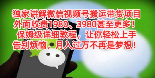 独家讲解微信视频号搬运带货项目，保姆级详细教程-指尖网