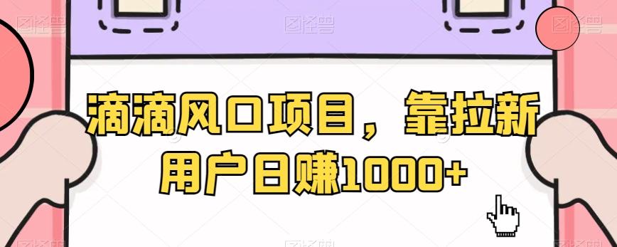 滴滴风口项目，靠拉新用户日赚1000+-指尖网